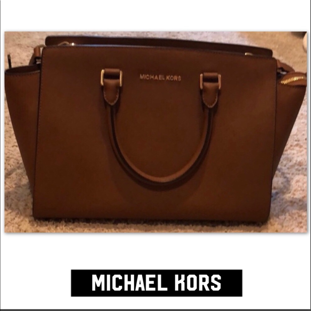 MICHAEL KORS SELMA BROWN LARGE ZIP TOTE - Picture 3 of 8
